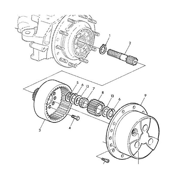PON3572 Wałek napędowy krótki półosi satelit układu planetarnego John Deere, 6800, 6810, 6900, 6910, 7405, 7500 L110738