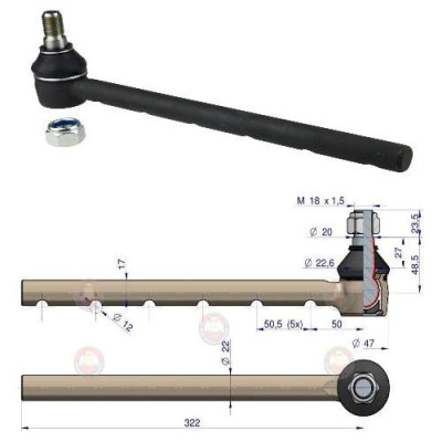 Końcówka kierownicza przegub John Deere 1830, 2030, 2130 1640, 1840, 2040, 2140 2650, 2850 2040  AL177945, AL27533