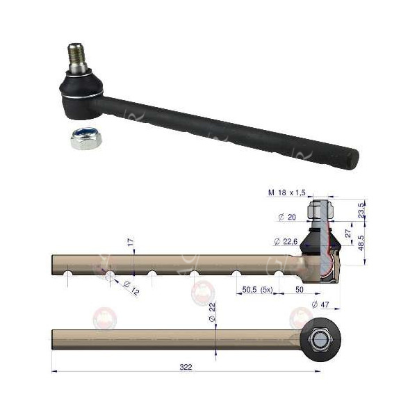 Końcówka kierownicza przegub John Deere 1830, 2030, 2130 1640, 1840, 2040, 2140 2650, 2850 2040  AL177945, AL27533