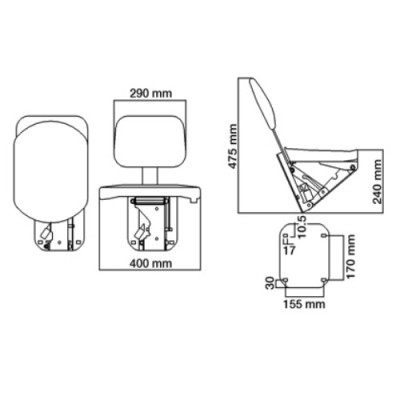 Małe boczne siedzenie pasażera John Deere fotel 6100 6200 6300 6400 6500 6600 6700 6800 AL159655 AL173569  AL114321