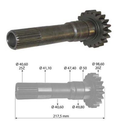 Końcówka wałka WOM 1677738M1 1677746M92  Massey Ferguson 1004T 230 235 254 264T 265 333 354SQ 394S 560 590 675 699