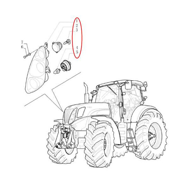 Lampa przednia prawa new holland 82037491 82037493 T6030, T6050, T6070, T6080, T6090 T7030, T7040, T7050, T7060, T7070 T7.170