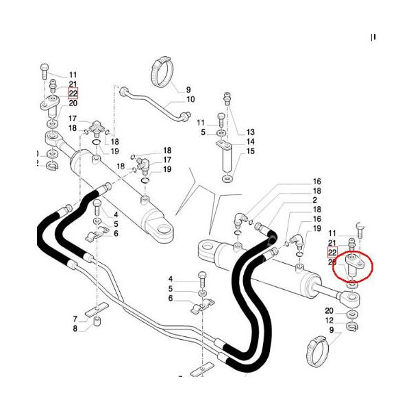 Sworzeń siłownika skrętu new holland TD65D TD70D TD75D TD80D TD85D TD90D case maxxum puma 140 jx90 jx95