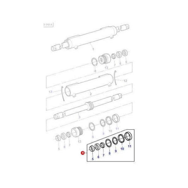 Zestaw naprawczy siłownika skrętu  3484327M92, 3765512M91 MASSEY FERGUSON
275, 290, 365, 375, 390 LANDINI