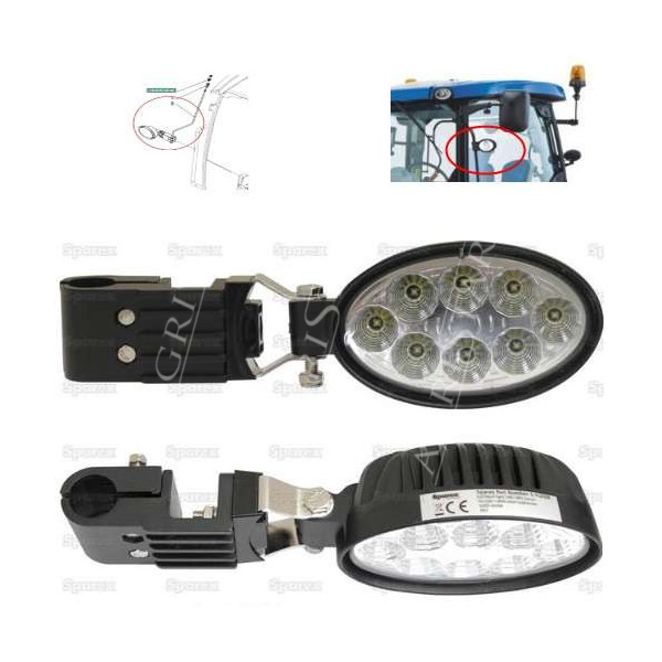 Halogen owal lampa robocza LED uchwyt boczny led 87343392 New Holland John Deere Massey Ferguson Fendt Case JCB Valtra