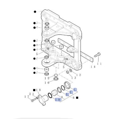 Zestaw naprawczy siłownika blokady przesuwu case 580SR, 590SR, 695SR 580ST, 590ST, 695ST new holland B90, B100, B110, B115