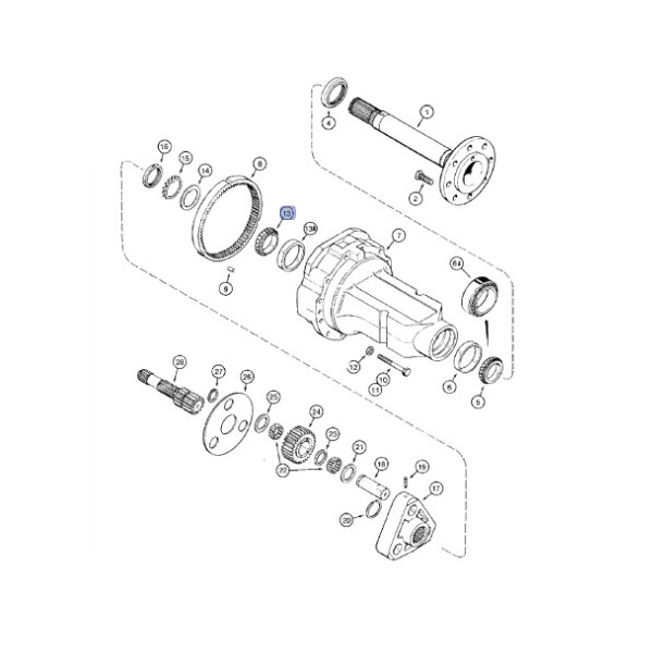 PON2101 Łożysko półosi Case580SK 190585R91 + 29214H Koyo 395A/394A