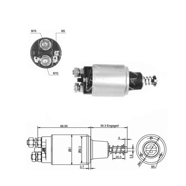 Elektromagnes rozrusznika automat Case 5130, 5140, 5150, 5230, 5240, 5250, MX100, MX120, MX135, MX150. MX170 580K, 580SK 580SLE