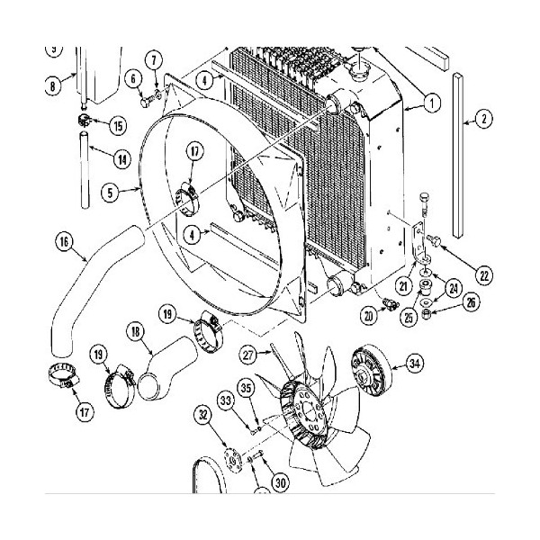 Wiatrak Wentylator chłodnicy śmigło Case: 580LSP, 580LE, 580LXT 580M 580MXT 580SLE 590SLE 580SM 221854A1
