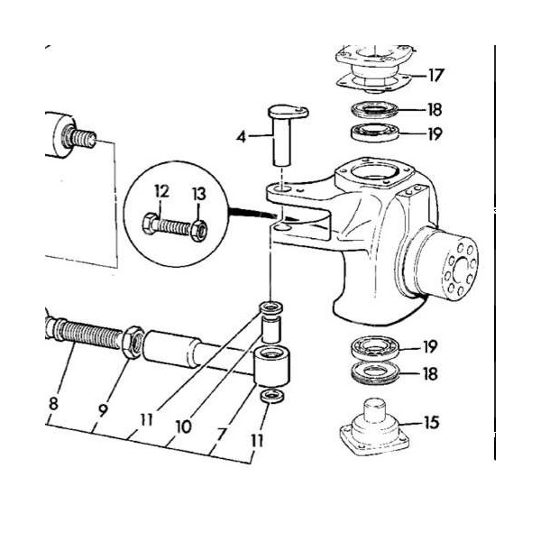 Sworzeń drążka stabilizacyjnego końcówki kierowniczej JCB
