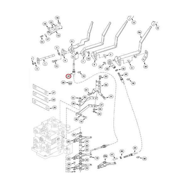 Linka sterownia hydrauliką rozdzielacza Case MX120, MX110, MX100, MX135 239182A3 239182A2