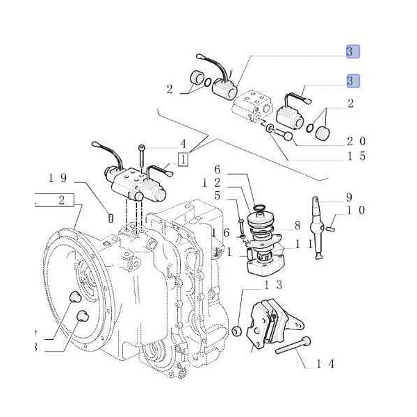 Cewka zawórrewersu New Holland LB95B LB110B LB90B LB95 LB85 LB110 NH75 NH85, NH95  Fiat FB Case 580SR