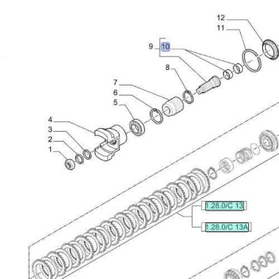 Tulejka wałka skrzyni biegów Power Shift Case, 580SR, 590SR, 695SR, 580SM, 590SM New Holland, B110B, B115B, LB110.B, LB115.B