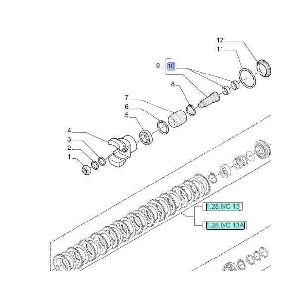Tulejka wałka skrzyni biegów Power Shift Case, 580SR, 590SR, 695SR, 580SM, 590SM New Holland, B110B, B115B, LB110.B, LB115.B