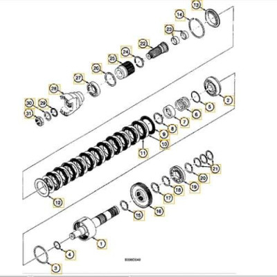 Pierścień zabezpieczający wałka skrzyni biegów Case 580sr 580sle 695sr New Holland NH95 B110B, B115B, LB110.B, LB115.B