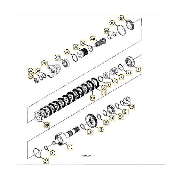 Pierścień zabezpieczający wałka skrzyni biegów Case 580sr 580sle 695sr New Holland NH95 B110B, B115B, LB110.B, LB115.B