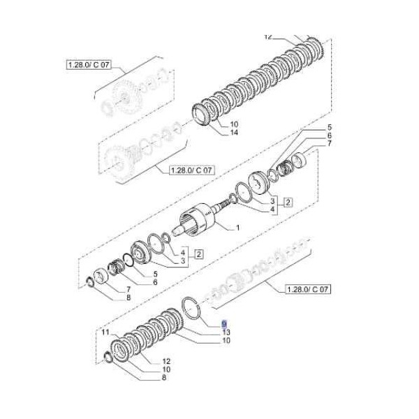 Pierścień zabezpieczający wałka skrzyni biegów Case 580sr 580sle 695sr New Holland NH95 B110B, B115B, LB110.B, LB115.B