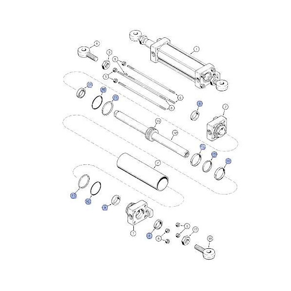 HYD2593 Zestaw uszczelnień siłownika skrętu Case