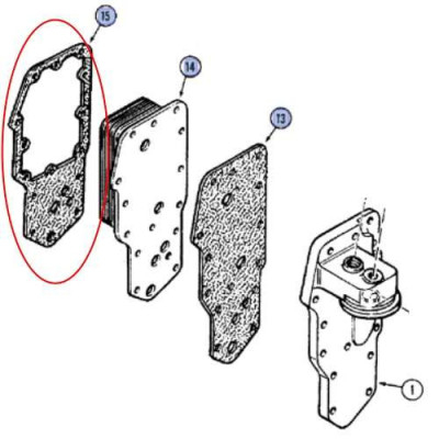 Uszczelka chłodnicy oleju Case 580K, 580SK, 580SLE 5120 5130 5140 5150 5220 5250 mx135