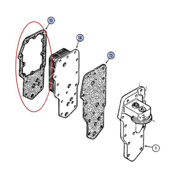 Uszczelka chłodnicy oleju Case 580K, 580SK, 580SLE 5120 5130 5140 5150 5220 5250 mx135