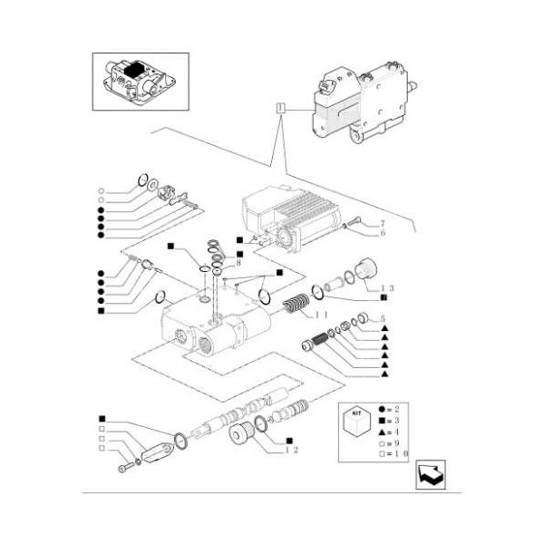komplet naprawczy sekcji rozdzielacza zaworu New Holland T6010 T6020 T6030 T6040 Case Maxxum 100 110 115 120 125 130 MXU Puma St