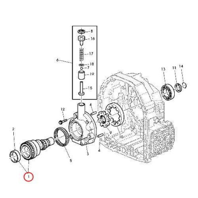Wałek napędu pompy hydraulicznej John Deere: 6100 6200 6300 6400 6600 6110 6210 6310 6410 6610 6120 6420 6620