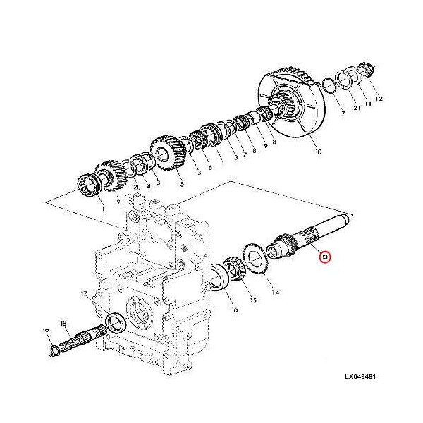 Wałek, mufa tuleja wałka przekaźnika PTO John Deere 7430, 7430PR, 7530, 7530PR, R231766