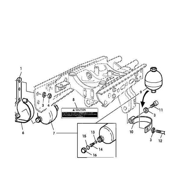 Akumulator hydrauliczny TLS miękkiej osi John Deere 7430 7330 7530 7130PR 7320PR 7430PR 7530PR