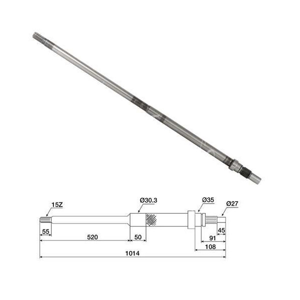 Wał napędowy wałek pośredniej skrzyni biegów New Holland / Ford 5200 7700 6710 6810 7610 7710 81805444 C5NN7A684A