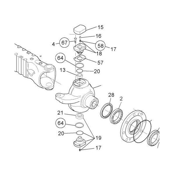 podkladka dystansowa sworznia zwojnicy Manitou, MT1340, MLT735-1, MLT741-120, MLT731, MT932, New Holland, LM430, LM425