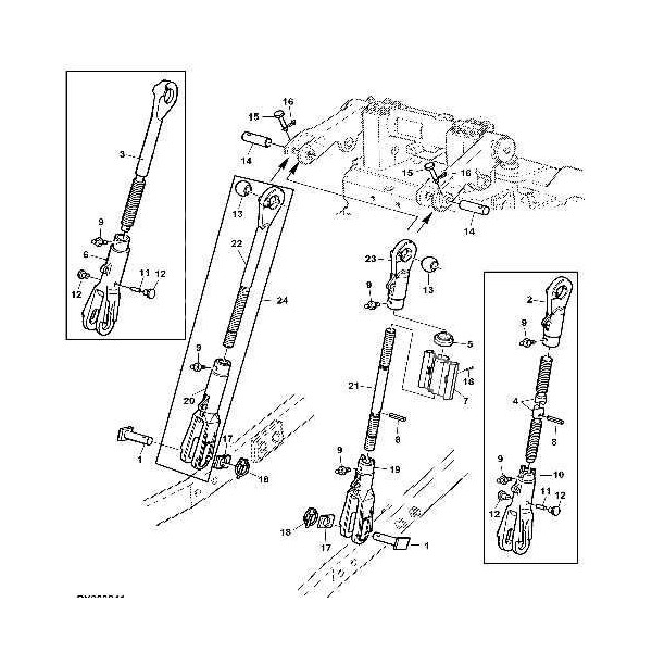 Gwint pręt wieszaka ramion podnośnikaJohn Deere 6300, 6400 6610 6020 6120, 6220, 6420 6620 6130, 6230, 6330, 6430, 6530 L200755,