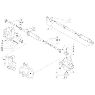 Zestaw uszczelniaczy siłownika skrętu Case MX135 CVX170 Mccormick MTX New Holland TVT T7 1-33-747-615 1-33-341-049 327126A1