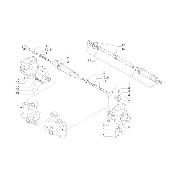 Zestaw uszczelniaczy siłownika skrętu Case MX135 CVX170 Mccormick MTX New Holland TVT T7 1-33-747-615 1-33-341-049 327126A1