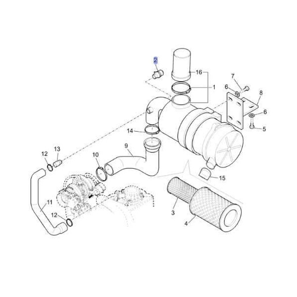 Czujnik zapchania filtra powietrza Case 580SR 580ST 580T 590SR 590ST 695SR 695ST  New Holland B115 B115B LB110B LB115B LB90B LB9