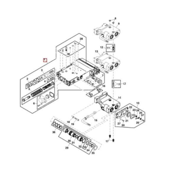 sekcja rozdzielacz hydrauliczny selektywny John Deere 6140R, 6210R, 7200R, 7215R, 7230R 7270R 8310 8330 8335 8345 8430 RE308284