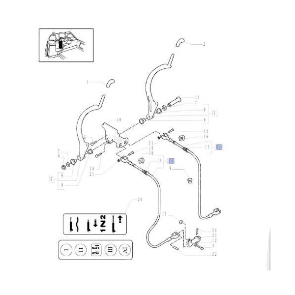 Linka sterowania bowdena rozdzielacza hydrauliki Case Maxxum 100,110,115,120,125,140 Puma 165,170,200,210 New Holland T6 T7