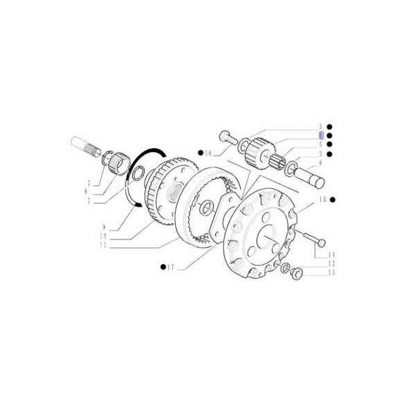 Satelita zębatka
 układu planetarnego koła Case farmall  JX80, JX85, JX90, JX95 JXU New Holland TD TL 87303252