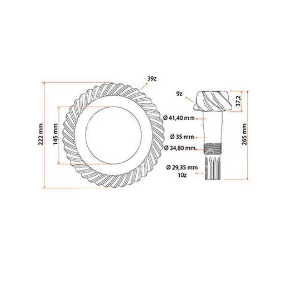 Wałek atakujący z kołem talerzowym  New holland TD80D, TD90D TD5030, TD5050, TL90 TL100 case JX60 JX70 JX80 JX85 JX90 JX95