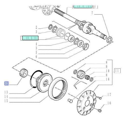 Zębatka satelita półosi koła Z15 5116664 case JX new holland TD55D, TD60D, TD65B, TD65D, TD70D