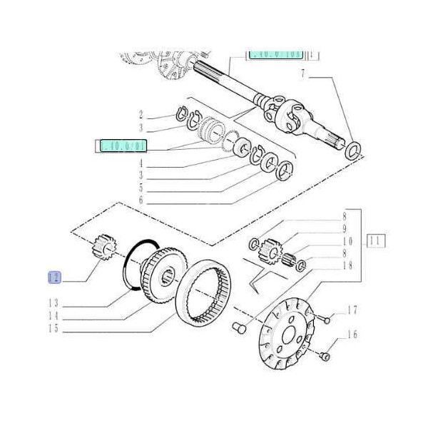 Zębatka satelita półosi koła Z15 5116664 case JX new holland TD55D, TD60D, TD65B, TD65D, TD70D
