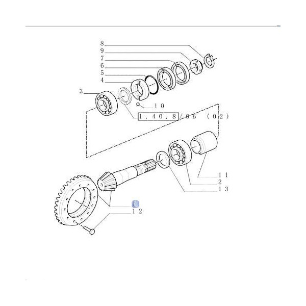 PON7056 Wałek atakujący z kołem talerzowym Case MXM New Holland M TM