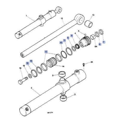 Zestaw uszczelnień siłownika wywracania łyżki Case 580G G109480