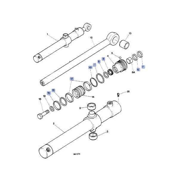Zestaw uszczelnień siłownika wywracania łyżki Case 580G G109480