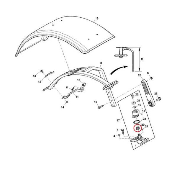 AKK7113 Sprężyna prawa ramienia uchwytu błotnika John Deere seria 6000, L204230