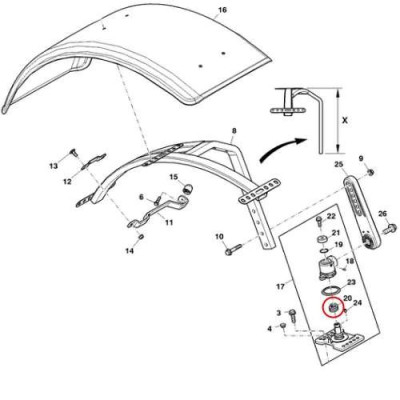 AKK7114 Sprężyna lewa ramienia uchwytu błotnika John Deere seria 6000, L204229