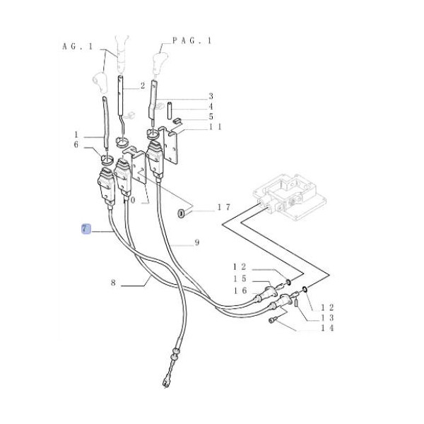Linka zmiany biegów rozdzielacza HI-LOW Ford 5640, 6640, 7740, 7840, 8240, 8340 82007877, 82850789, F2NN7400BB