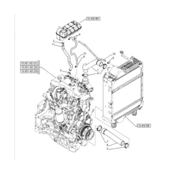 82030135 84352747 Wąż Przewód chłodnicy dolny Case maxxum 115 120 140 mxu 100 new holland ts100a ts115a t6050 t6070