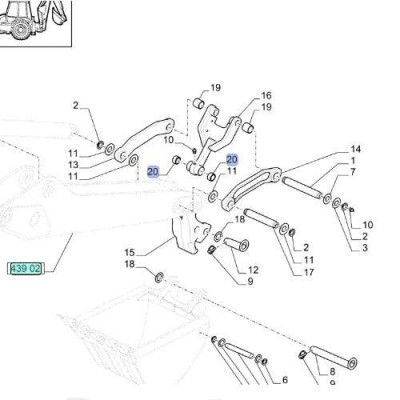 KOP7083 Tulejka łączników łyżki Case 580 K SK SLE SM 590 LSP SLE SM 107124A1, D127172