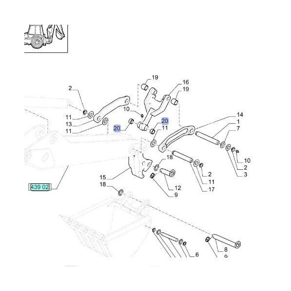 KOP7083 Tulejka łączników łyżki Case 580 K SK SLE SM 590 LSP SLE SM 107124A1, D127172