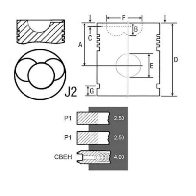 Tłok z pierścieniami Valtra Valmet Massey Ferguson 836659702, V836659702, V837086083